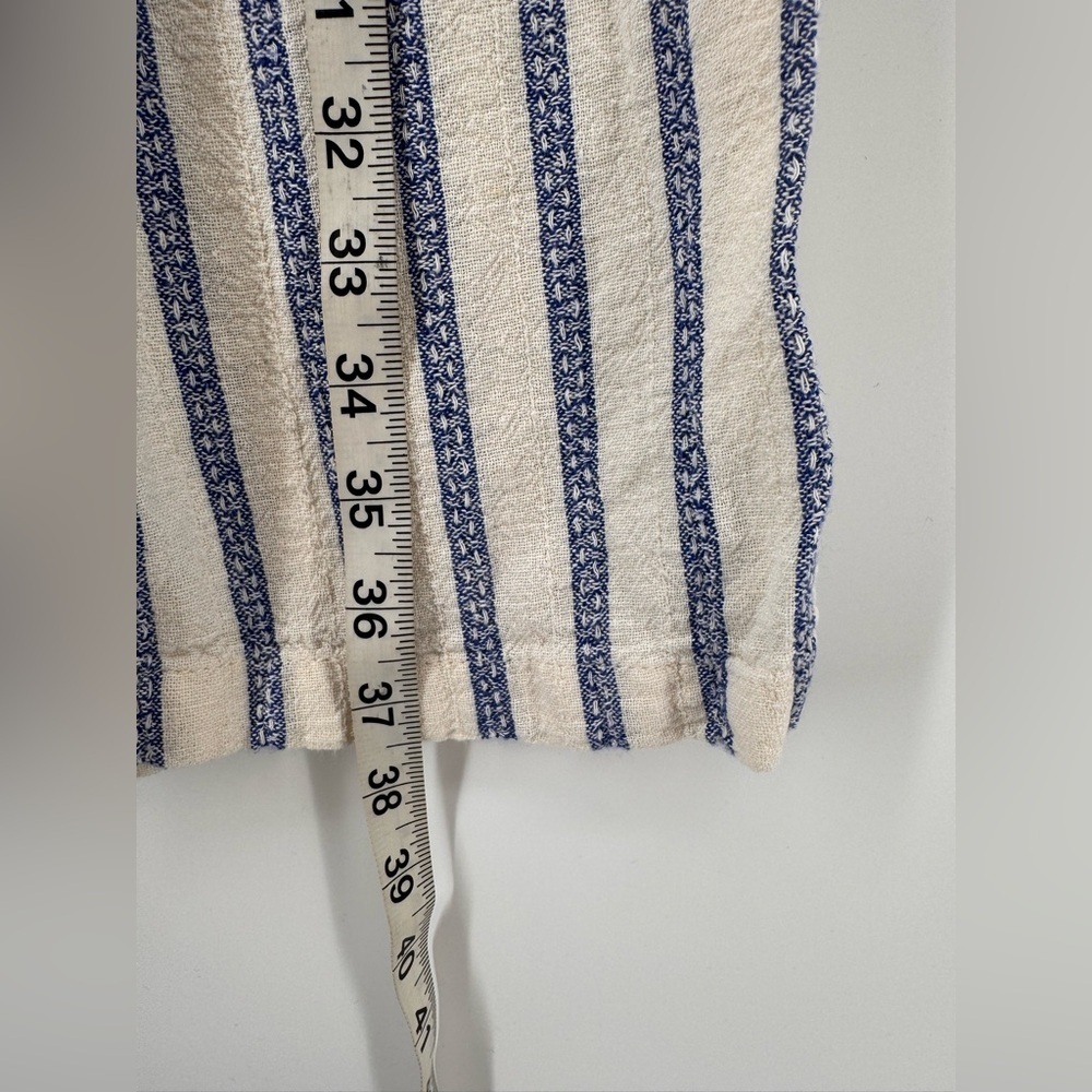 Linen Blue Stripped Palazzo Wide Leg Pants - Picture 6 of 7